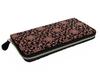 [Inden-ya] Inden 2317 Wallet F, Black Deerskin with Pink Lacquer, Clematis Pattern, 10cm x 19cm x 2cm, Round Zipper Long Wallet