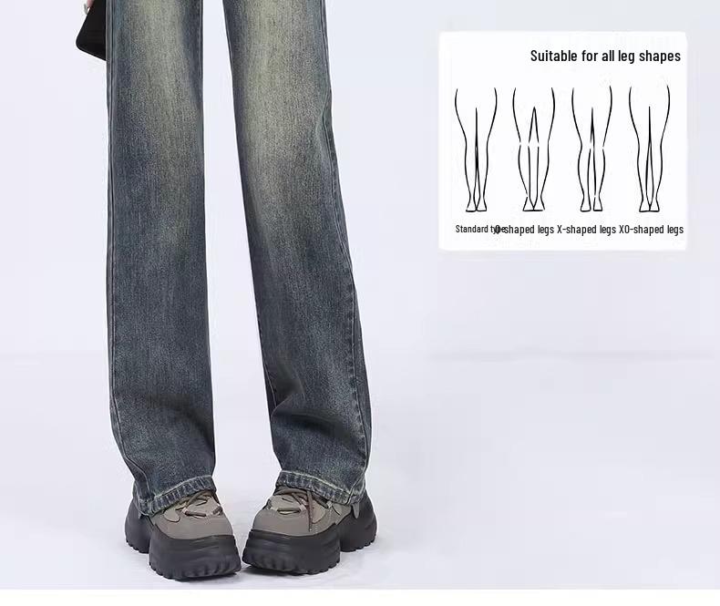 Plus Velvet Slimming Cement Gray Petite Straight & Wide Leg Jeans for Women - Autumn/Winter 2025 Collection