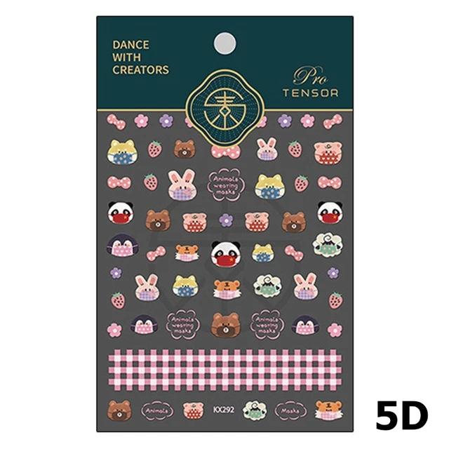 Lovely Strawberry Rabbit Cartoon 5D Embossed Reliefs Self Adhesive Nail Art Decorations Stickers 3D Manicure Decals
