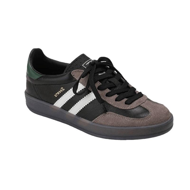 Leather Retro Inner Height Increase Black Women's New Versatile Casual Sports Shoes