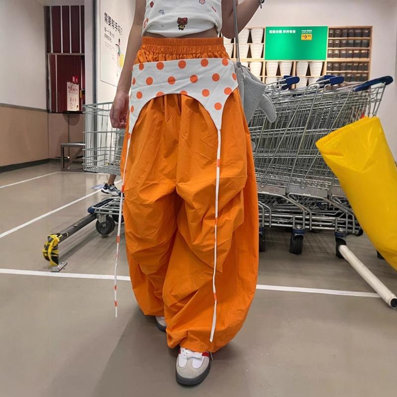 West Coast Orange Stacked Loose Overalls Women's Summer Spice Girls Versatile Casual Pants Wide Leg Pants