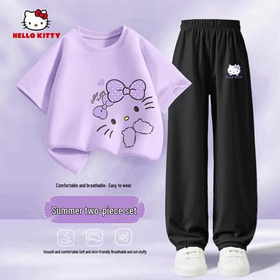 Sommer-Baumwoll-T-Shirt und Anti-Mücken-Hosen-Set für Mädchen