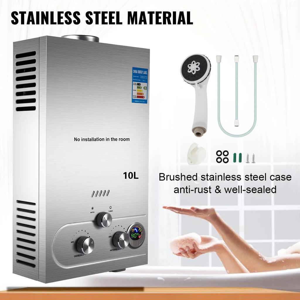10L 5GPM Tankless Gas Natural Propane Hot Water Heater Instant Boiler