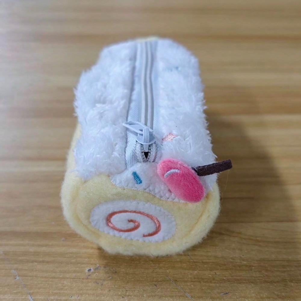 Cute Kawaii Swiss Roll Cake Plush Desktop Large Capacity Storage Pencil Case Zipper Pouch Cosmetic Bag Girl Student Gift