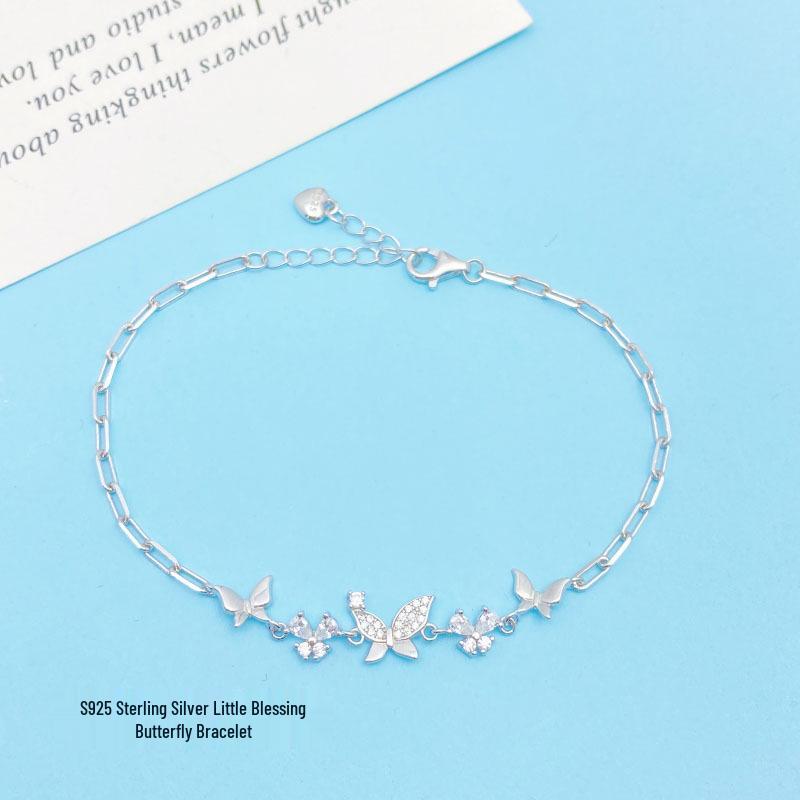 Yearly Blessing S925 Sterling Silver Luxury Butterfly Bracelet – Elegant Jewelry Gift for Women, Valentine's Day & Best Friends