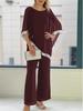2025 Autumn Sequin Batwing Top & Wide Leg Pants Set - Round Neck, Two-Piece Ensemble