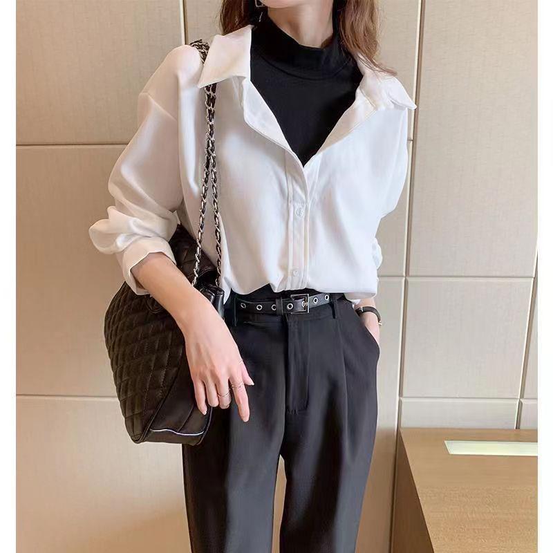 Chic Fake Two-Piece Loose Long-Sleeved Shirt for Fall/Winter