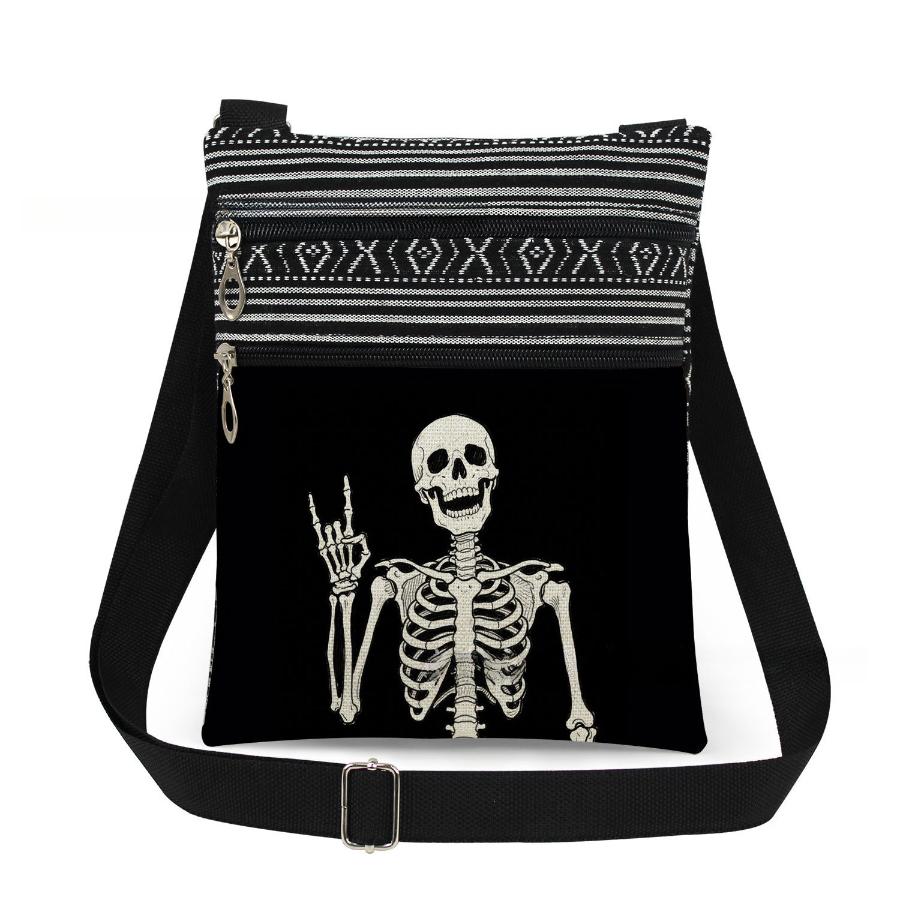 1 Stück Totenkopf-Print-Tragetaschen Damen-Umhängetaschen Postboten-Tasche 6955 CLE