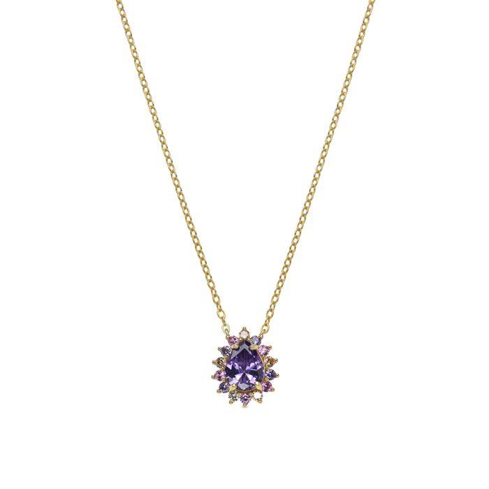 Collier - Luxenter - Otli - Argent 925 - Zircons Multicolores - Or Jaune 18k