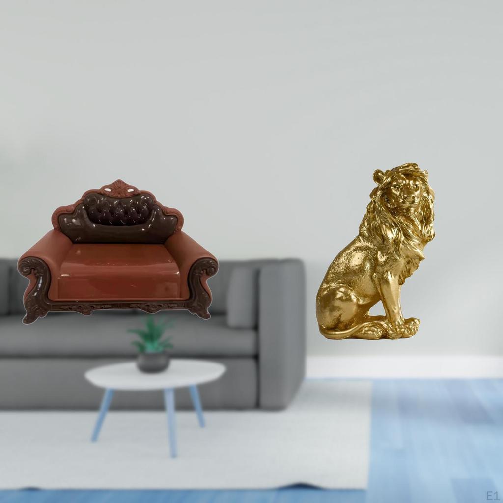 Miniature Sofa Chair Model And Lion Statue Desk Decoration for Modern Micro Landscape Room Bookshelf