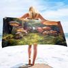 Mushroom Beach Towel Oversized, Colorful Funny Fairy Tale Bath Towels,Soft Water Absorpt Bath Towels for Bathroom,Swimming Pool