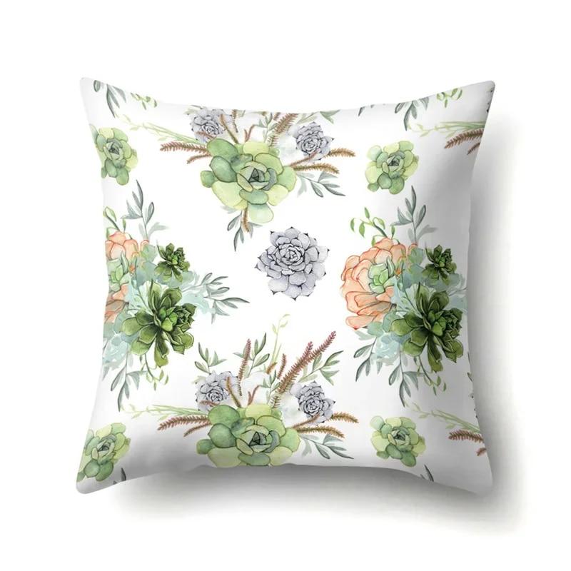 45x45cm Plant Flower and Leaf Printing Series Throw Pillow Cover Sofa Office Seat Car Cushion  Home Decoration