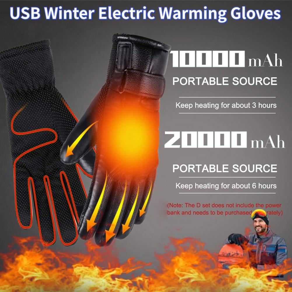 Electric Heated Gloves Touch Screen Outdoor Riding Skiing Mitten USB Heated Gloves for Backpacking Mountaineering Fishing Waterp