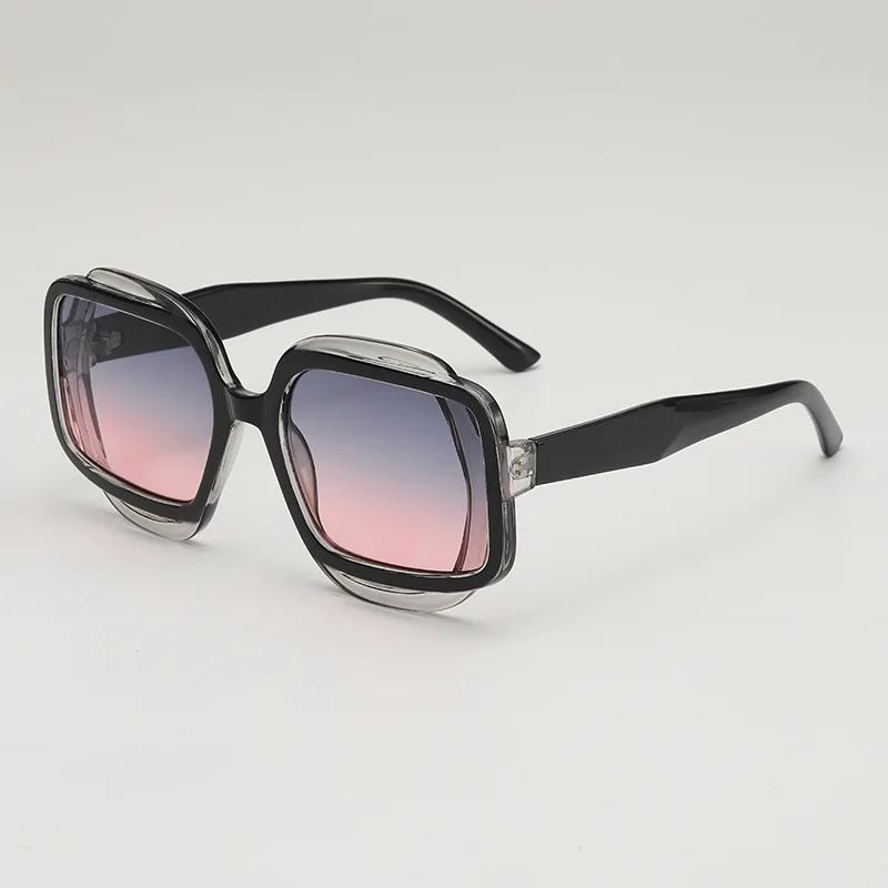 Retro Polygonal Color Blocked Fashionable Sunglasses Retro  Style Exquisite Personalized Colored Sunglasses