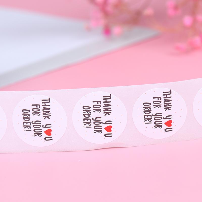 500Pcs Round Thank You For Your Order Sticker Heart Thanks For Shopping