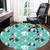 1pc Dog Faces Chair Carpet for Office, Round Polyester Mat, Indoor Decor for Office, Washable Non-slip Carpet yy251219068