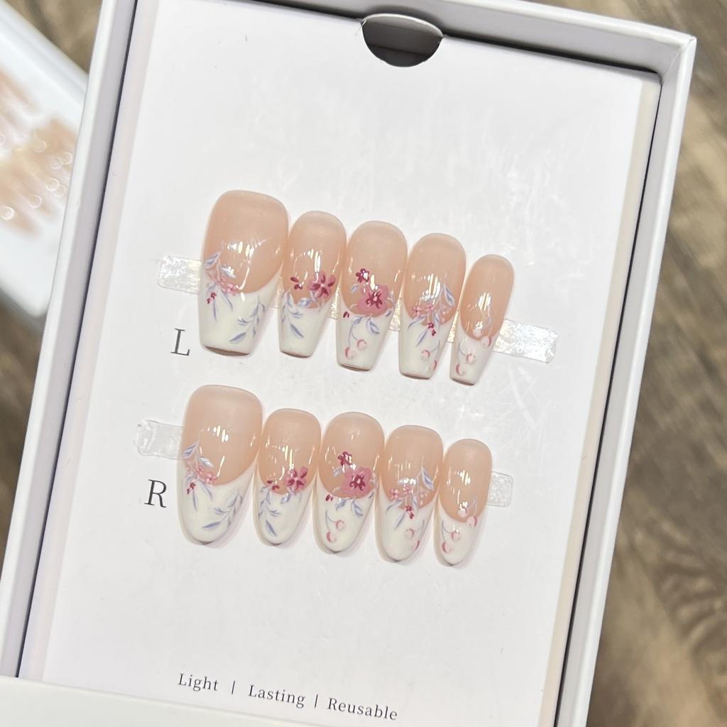 Pure Handmade Butterfly Wear Nail Plate French Fake Nail Patches Summer Nail Art Finished Pure Style