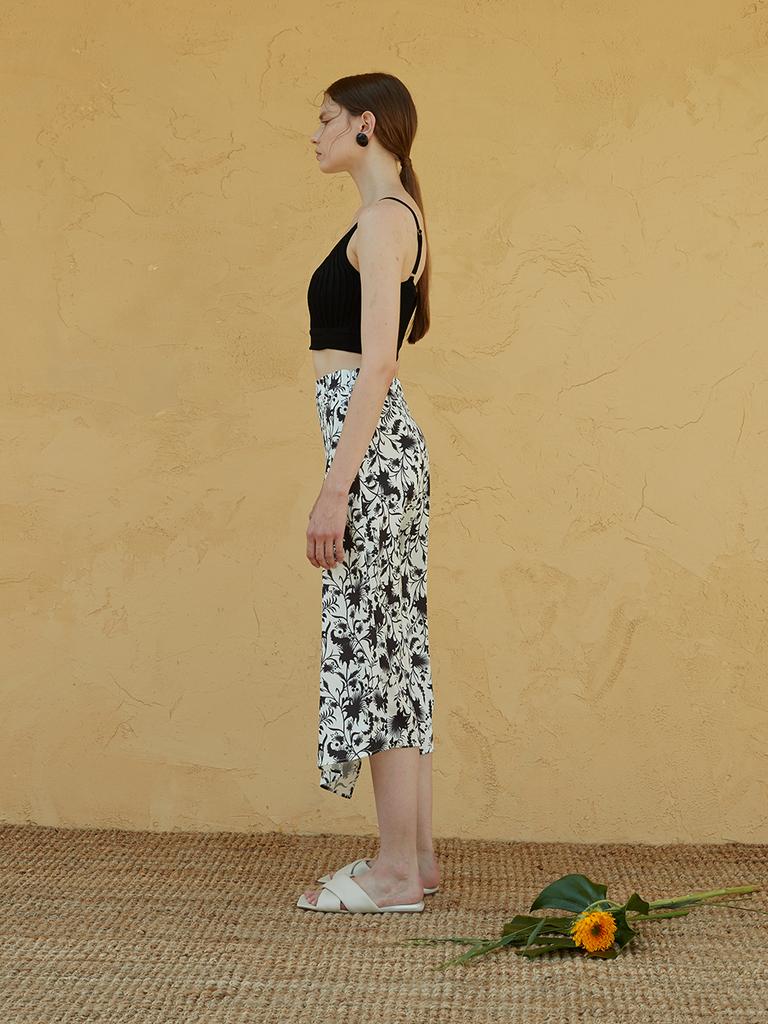 Myue Flower Print Skirt White