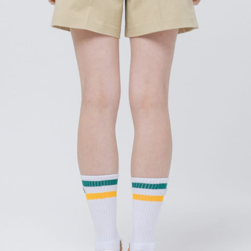 DOYOUKNOWMC ALL SEASON Sports Green Stripe Cotton Spandex Cushion Half Socks