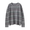 Women's Pure Cashmere Stripe Sweater - Autumn/Winter Loose Fit, Round Neck, Long Sleeve Pullover Jumper