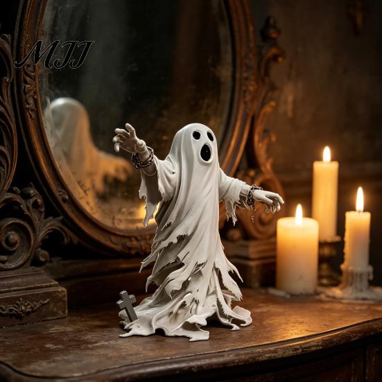 Halloween Decoration Ghost Figurine, Spooky Scream Face Resin Statue Home Decor for Indoor Shelf, Tabletop Centerpiece, Office Bedroom Figurine