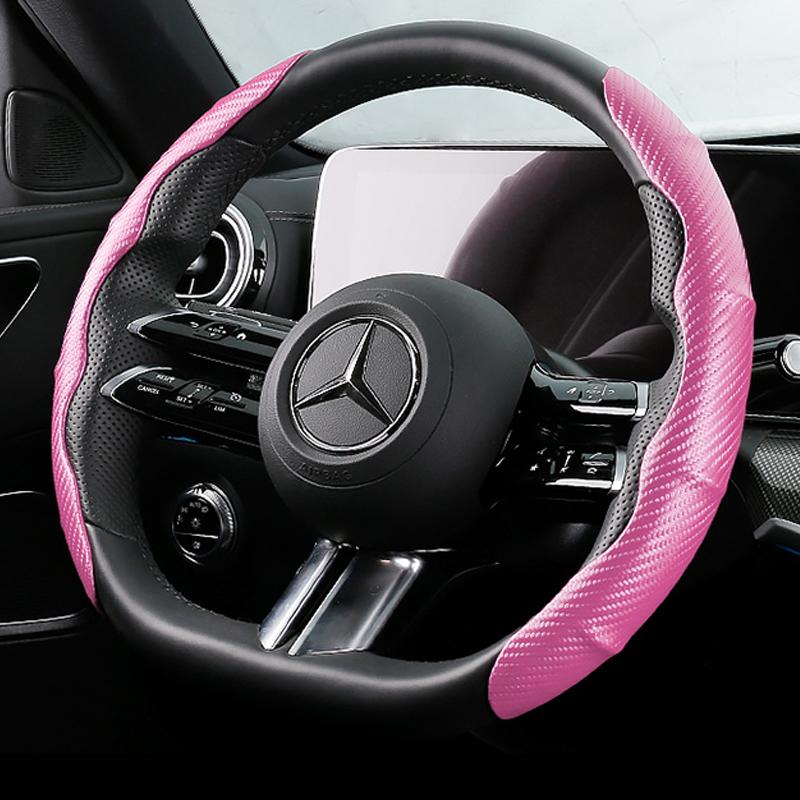 Husă pentru volan de mașină 38 cm/15 inchi Fibră de carbon Sport Husă ultra-subțire anti-alunecare pentru card Tip de husă pentru mâner de vară