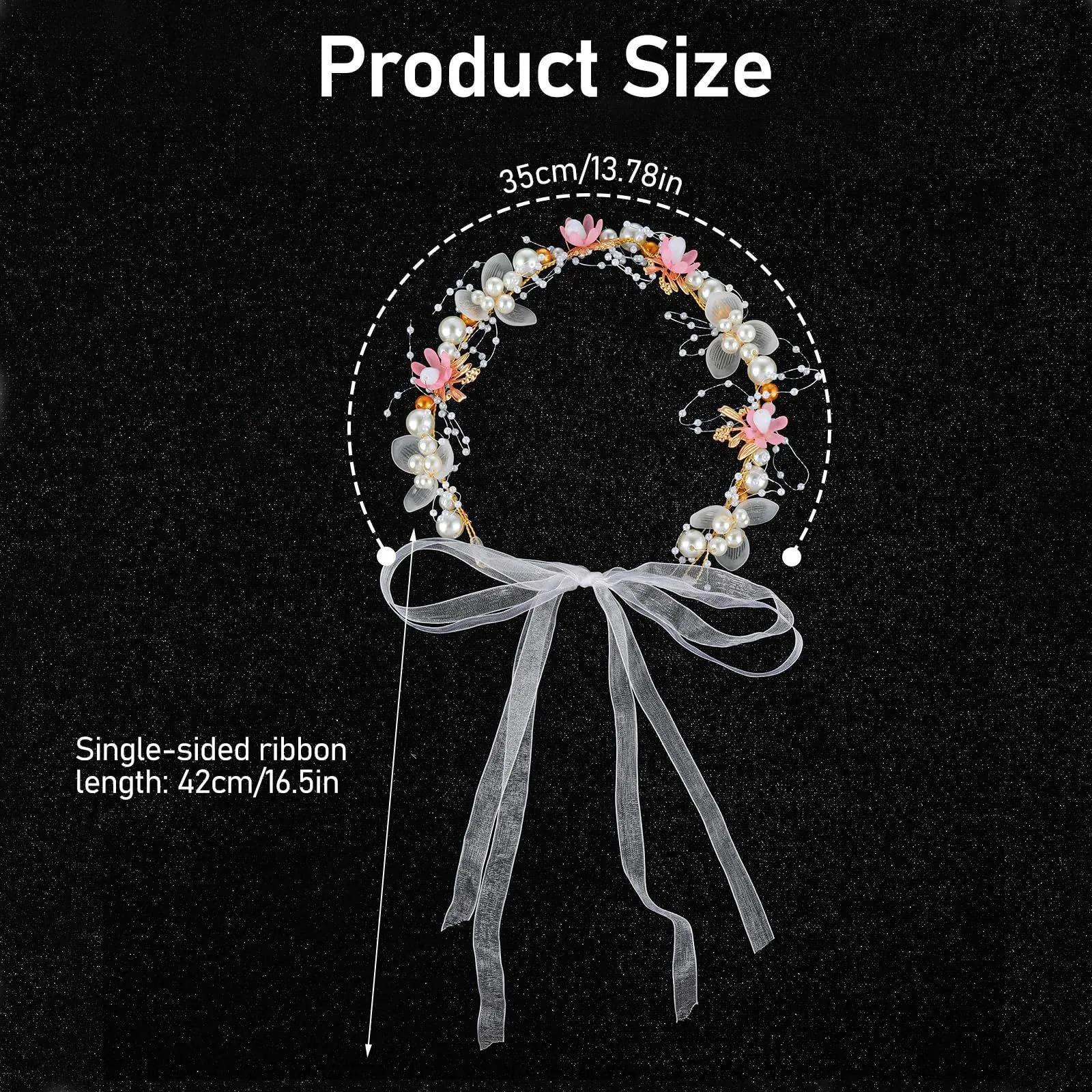 1PC Forest Style Flower Wreath Headband Pearl Bridal Crown European Floral Hair Accessories Wedding Home Decoration