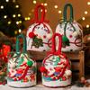 Christmas Gift Bags Cartoon Candy Bag with Bow Biscuits Apple Packaging Box Children's Drawstring Pouch Party Supplies Storage