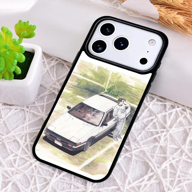 Initial D Drift soft Phone Case for iPhone 17 Air 16 15 11 12 14 13 Pro Max Shockproof Cover