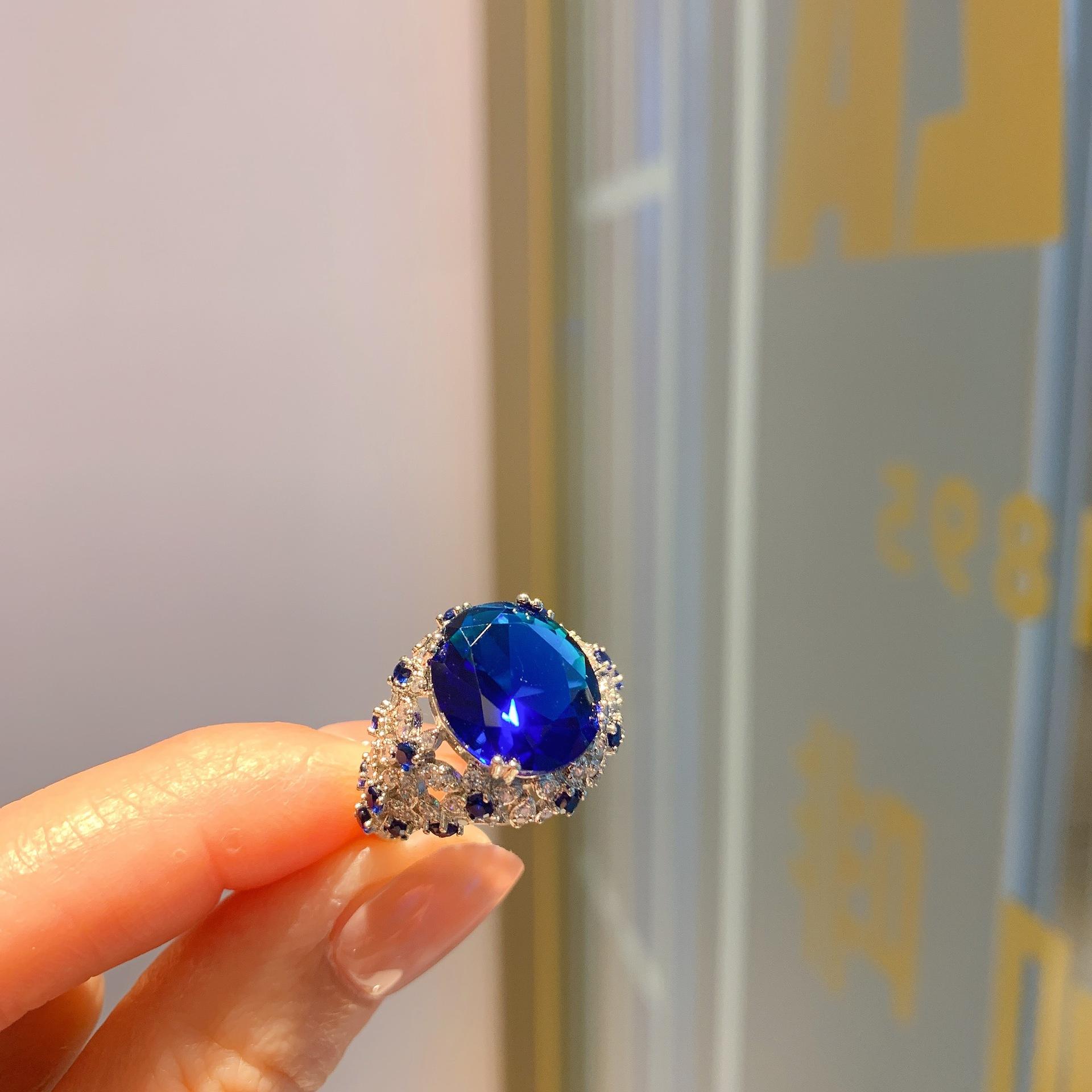 

Europe and the United States popular retro colored treasure ring temperament jewelry retro ring main stone 12 * 14