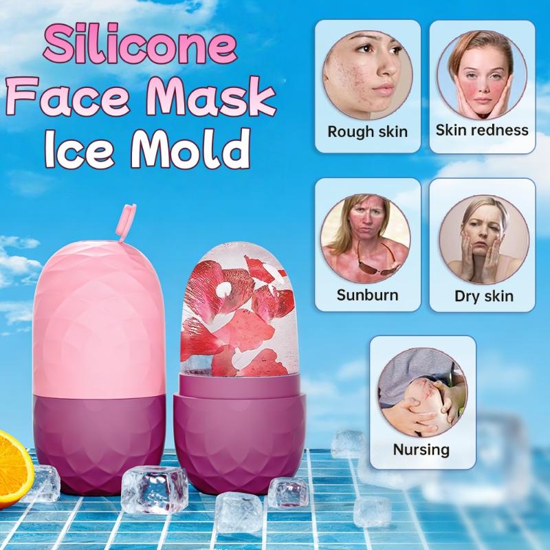Reusable Facial Ice Roller Silicone Mold, Eye & Face Cooling Massage Tool, Skin Firming Soothing Beauty Skincare Ice Massager