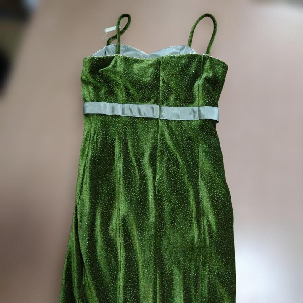 Used Velor long dress with green ribbon
