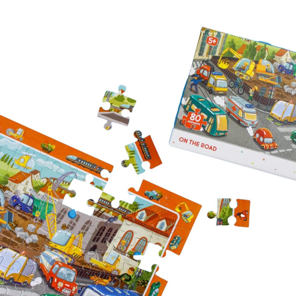 Puzzle Obserwacyjne "Na Drodze" 80 Elementów Układanka Środki Transportu 300370
