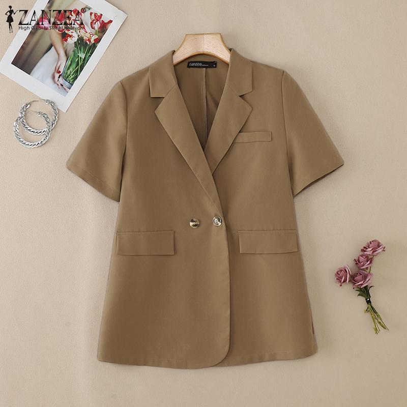 ZANZEA Women Turn Down Collar Short Sleeve Loose Thin Cardigans