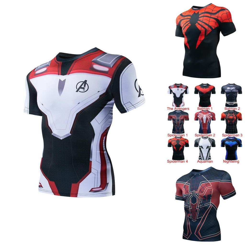 Superhero Spiderman Batman 3d Print Gym T-shirt For Men Stylish Fitness Tee