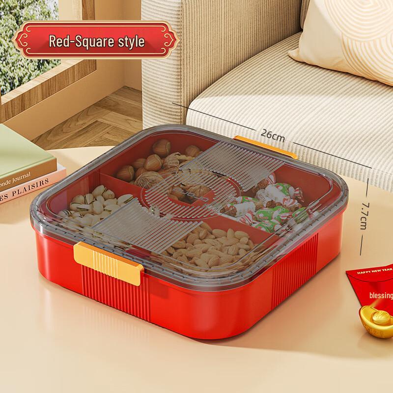 Plastic New Year Snack Tray Square