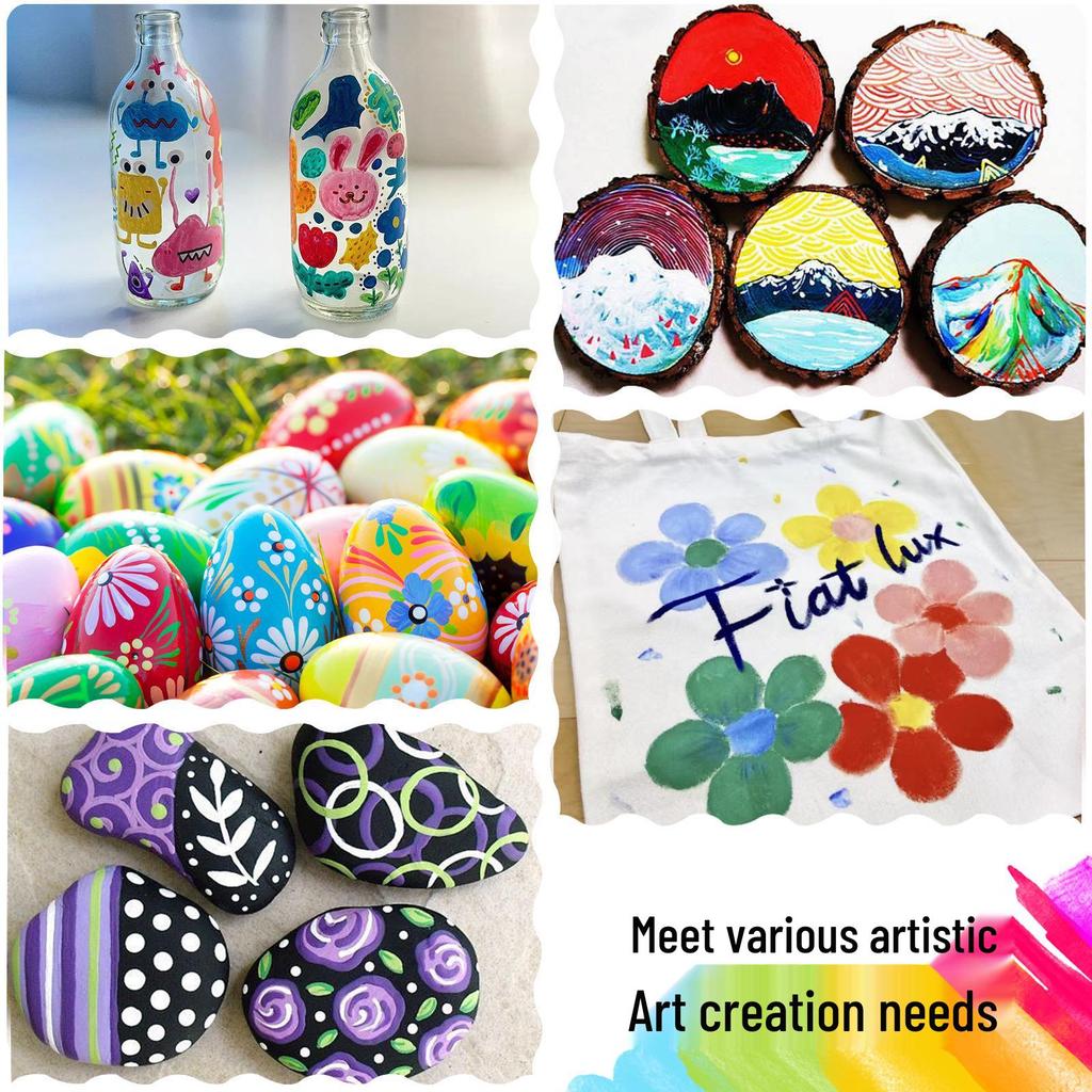 Dual-Tip Stackable Acrylic Markers - Quick-Drying Christmas Greeting Card Pens