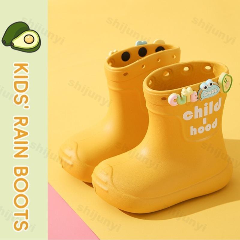 Children's Rain Boots Cute Cartoon Decoration Boys Girls Rain Boots EVA Kids Water Shoes DIY Waterproof Shoes