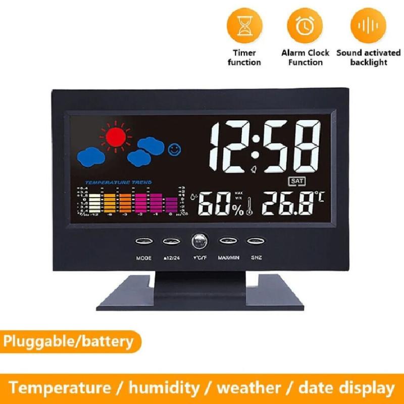 Digital Simplified Modern Alarm Clock Calendar Temperature Display Home Bedroom