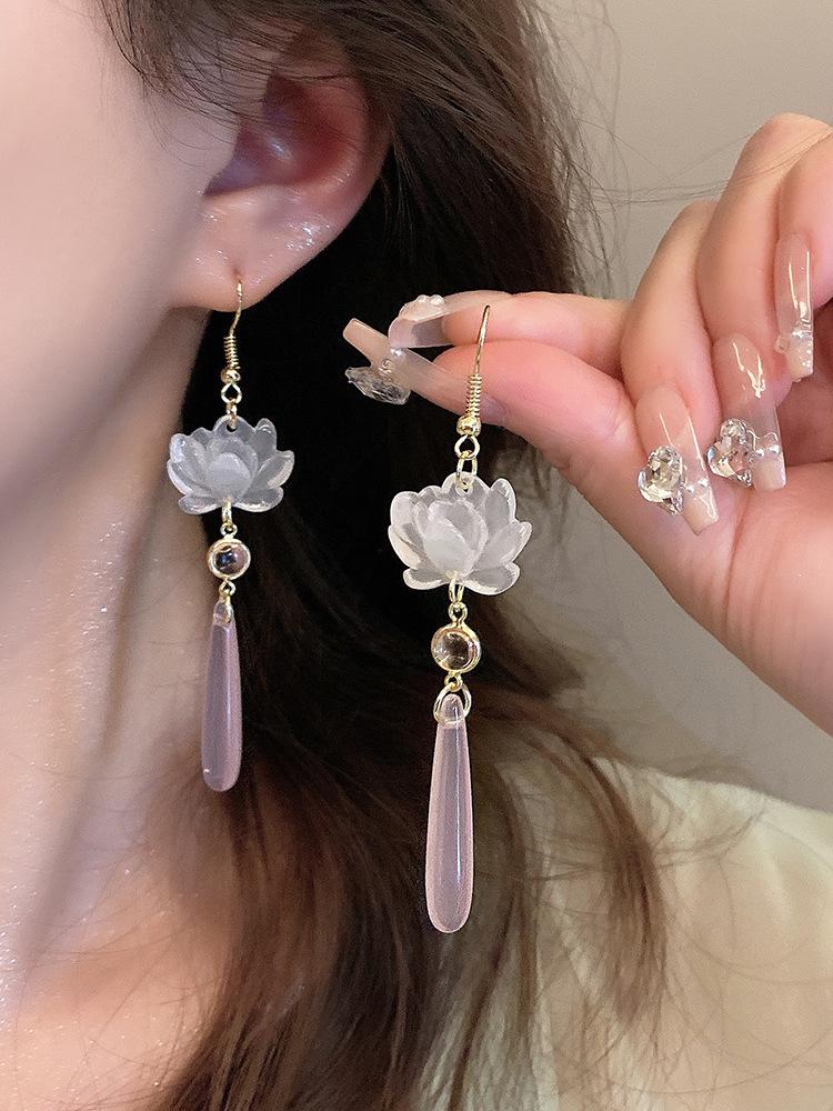 2025 High-End Lotus Drop Earrings: Chinese Hanfu-Inspired Jewelry for Women