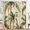 2pcs,2D Plane Printing Popular Curtains Palm Oasis Polyester Fabric (without Rod) Festive Perfect for Living Room, Bedroom,