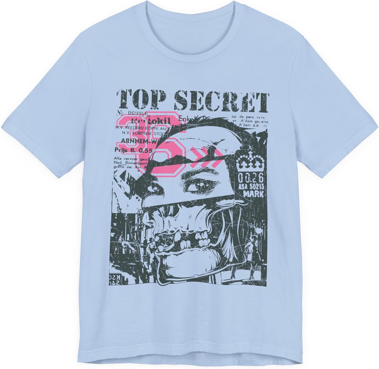 

Top Secret Skull Face Tee Grunge Graphic T-Shirt Retro Collage A-6 S разноцветный