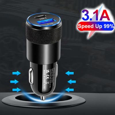 3,1A autonabíječka s rychlonabíjecím kabelem USB typu C pro iPhone, Huawei, Xiaomi, PD, telefon, rychlonabíječka 12V, autopříslušenství
