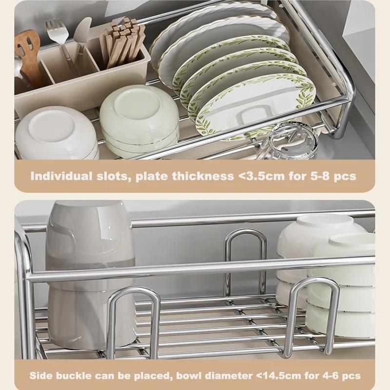 Kitchen Dish Organizer Narrow Dish Drying Rack Stainless Steel Shelf Drainer Rack Bowl Rack Plate Cutlery Kitchenware Storage