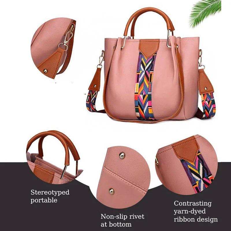 4 Pcs Women's Bag Set Luxury Handbag Large Capacity Bucket Tote Bag Fashion Shoulder Bag Wallet Card Case