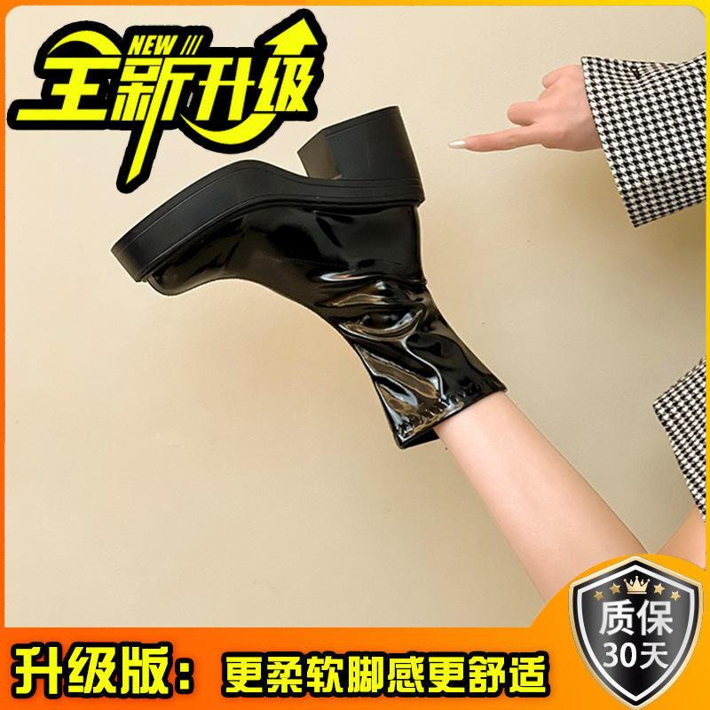 Retro summer western cowboy boots women's short boots 2025 new knight boots high heel small glossy high boots