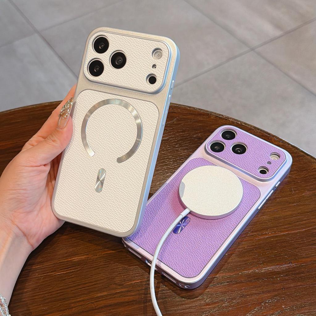 Lychee Pattern Magnetic Case for iPhone 17 Pro Max, 16 Color Protective Cover with Large Window, Instant Change Compatible