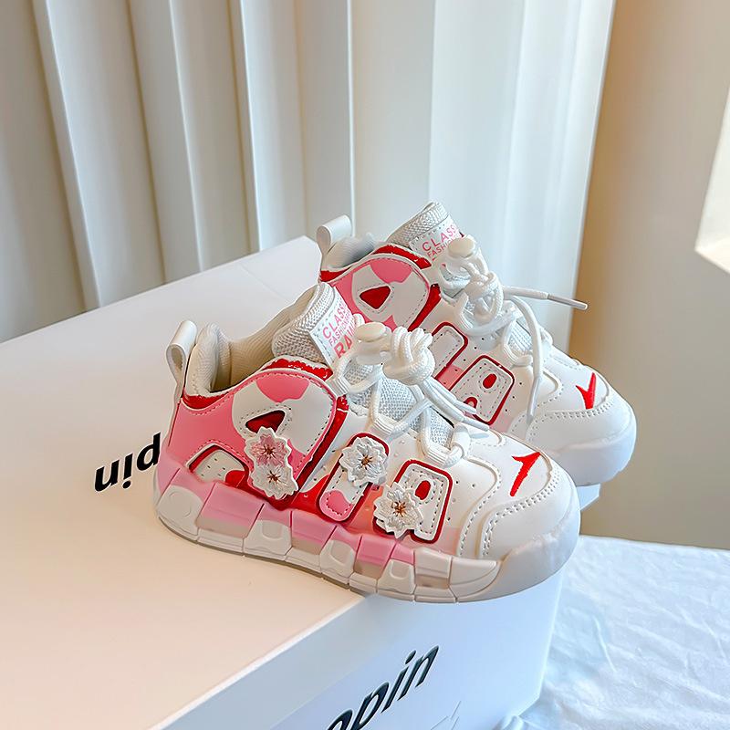 Fashion New Spring Kid Casual Soft Sole Sports Shoe High Top Girl Running Board All-match Plus Velvet Tennis Kid Shoe Girl Shoes