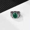 Titanium Steel Malachite Ring Men'S, Stainless Steel Personalized Retro Natural Stone Men'S Ring Ring, Jewelry