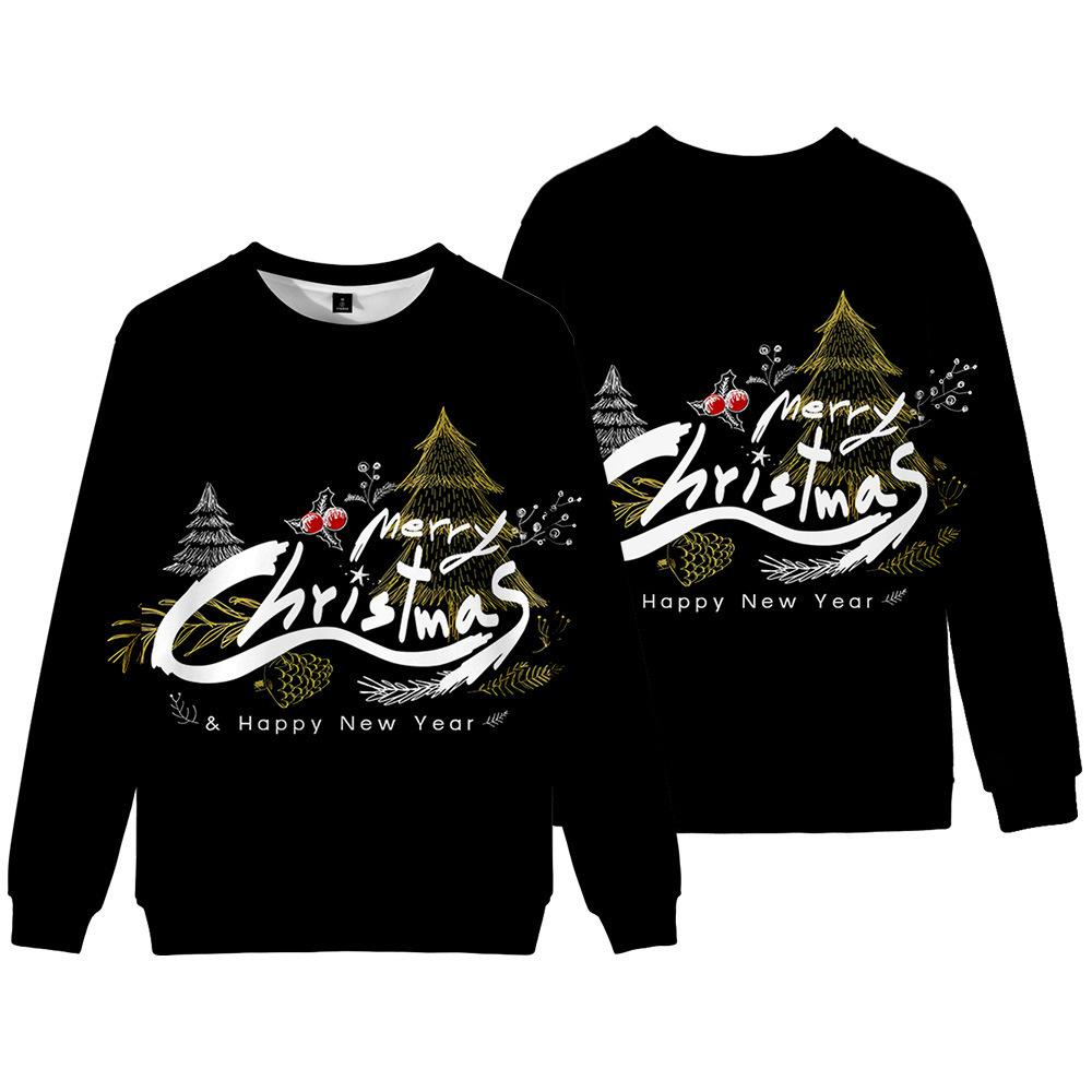 Europe, America, autumn and winter new Christmas versatile crew neck sweater 3D digital printing Santa loose long-sleeved jacket